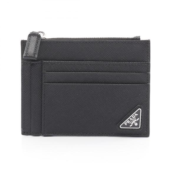 Prada SAFFIANO Black Wallet TRIANG Leather - Picture 1 of 4